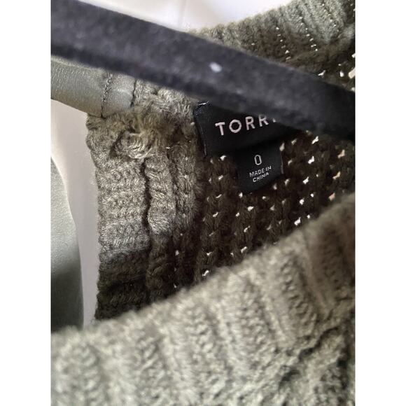 Torrid Womens Sweater Sz 0 L 12 Olive Green Cable Tie Back Thick Bow - Picture 8 of 10